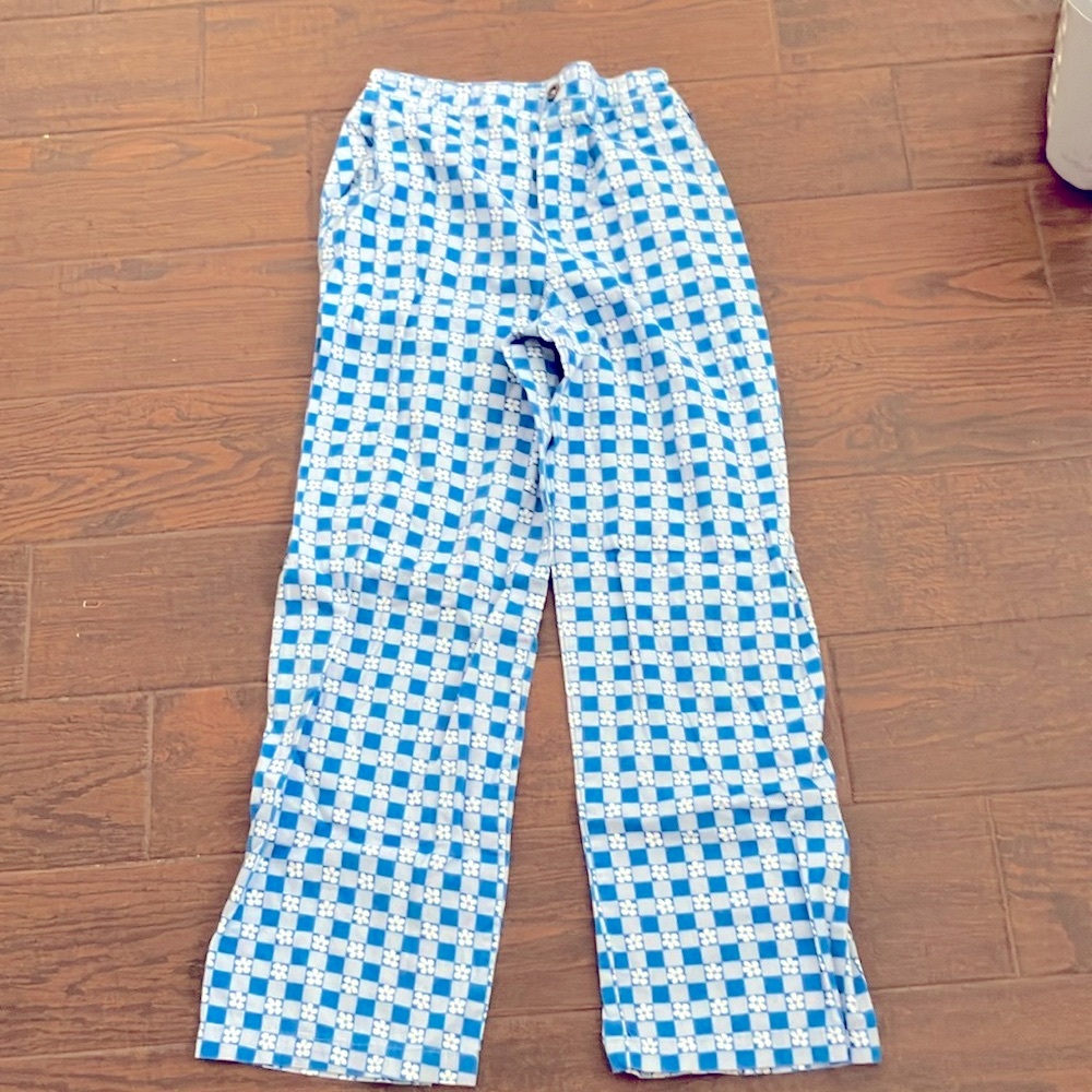 Wild Fable Y2K Floral Blue and White Checkered Pants